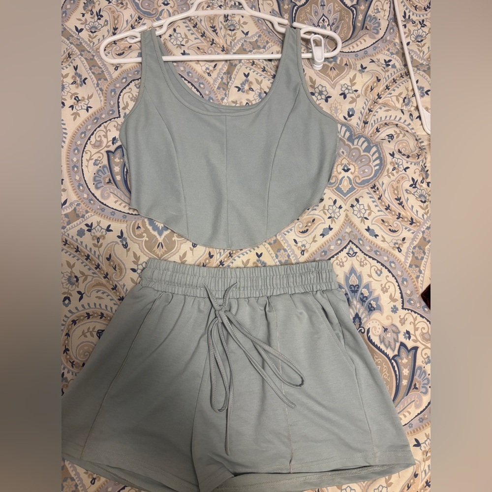 Target Light Green Crop Top and Shorts Set